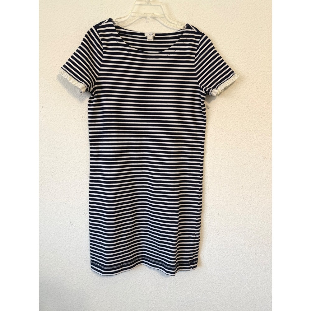 J Crew Womens Striped Knit Dress Navy White‎ Short Sleeve Size S